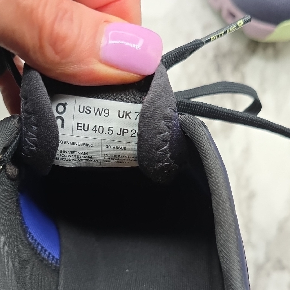 On Running Cloud X Women's Athletic Shoes in Navy and Lavender - Picture 2 of 5